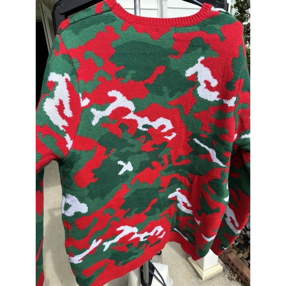 Ugly Christmas Sweater Size XL 46-48 Deer Hunting Built-in Drink Holder Camo - Picture 4 of 16